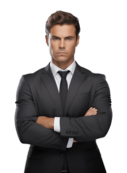 Serious Businessman Crossed Arms Isolated on Transparent Background png