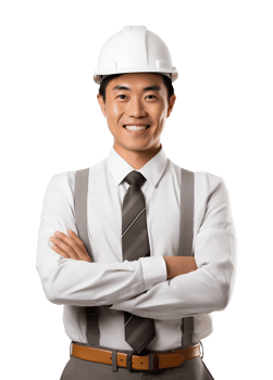 Asian Architect Crossed Arms Isolated on Transparent Background png