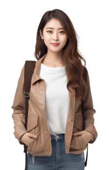 Asian Female College Student Isolated on Transparent Background png