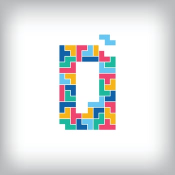 Unique colorful letter Q falling pixel style. Editable design. Alphabets are related to each other. vector