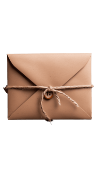 Brown envelope tied with twine and button on transparent background png