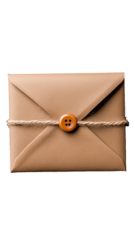 Brown envelope with button closure and twine on transparent background png