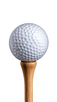 Golf ball on wooden tee for sport enthusiasts on transparent background png