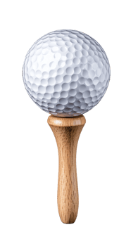 Golf tee with white golf ball on transparent background png