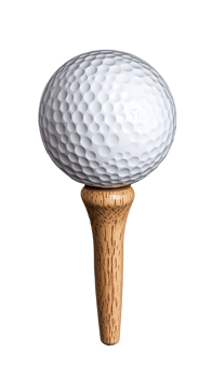 Golf tee with white golf ball on transparent background png