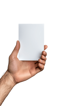 Hand holding blank card on transparent background png