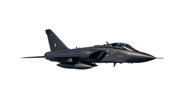 Military fighter jet in dynamic flight pose on transparent background png