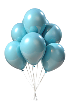 3d render style, blue balloons isolated on a transparent background png