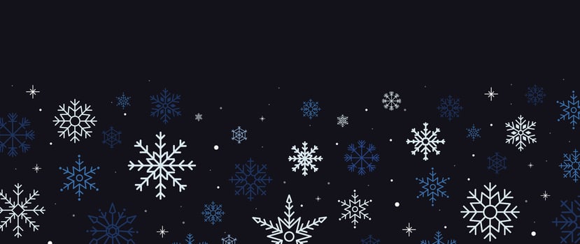 Winter white and blue snowflake background illustration. vector