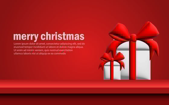 Merry Christmas lettering banner. Red Background. Christmas template card, poster, banner Design vector