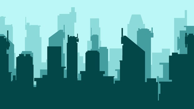 Landscape illustration of cityscape and skyline buildings vector