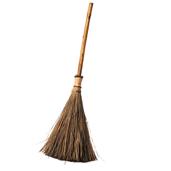 A broom with a wooden handle isolated on transparent background png