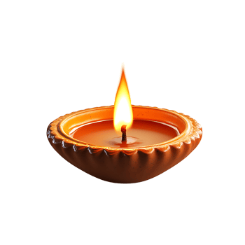 A small candle is lit in a small bowl png