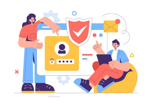 Internet Security Illustration of Safety, Data Privacy, and Network Hosting vector