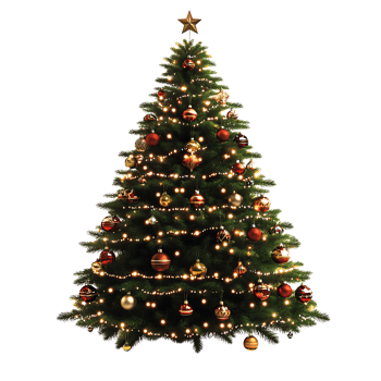 A christmas tree with ornaments on it png