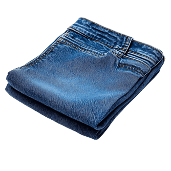 A folded pair of jeans isolated on transparent background png