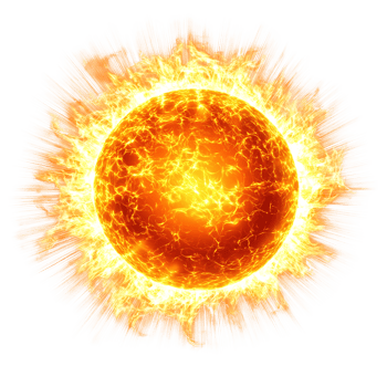 The sun is shown in a fiery explosion png