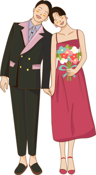 Cartoon Chibi Wedding Couple Illustration png
