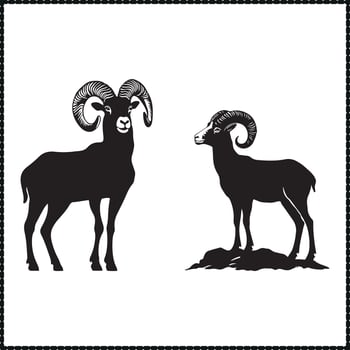 Big Horn Sheep Silhouette, Wildlife Clipart vector