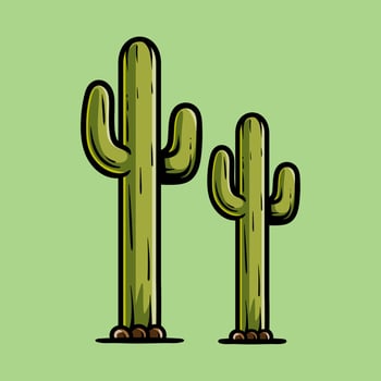 two big cactus food pencil isolated drawing line art style sketch classic vintage design illustration vector