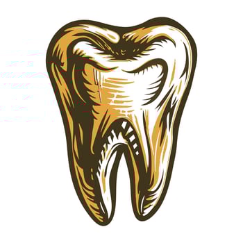 Human tooth illustration in vintage style vector