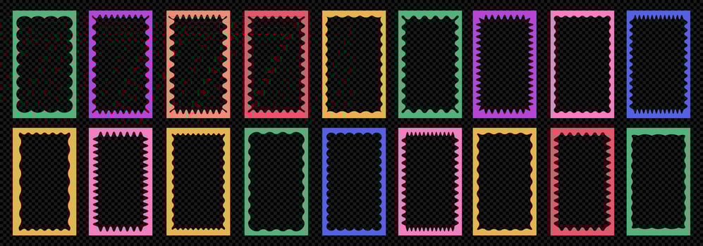 Squiggle stories frame set black color vector