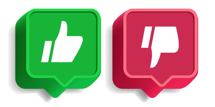 Thumb up and thumb down cartoon style vector