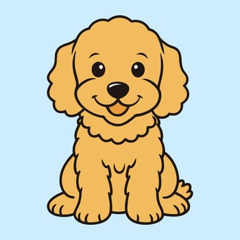 Playful Baby Goldendoodle Dog Sitting Clipart vector