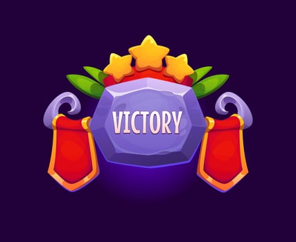 Game victory award, UI reward badge for level win vector