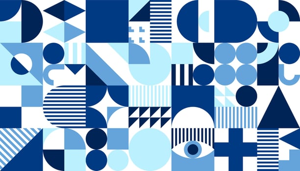 Marine blue and white geometric Bauhaus pattern vector
