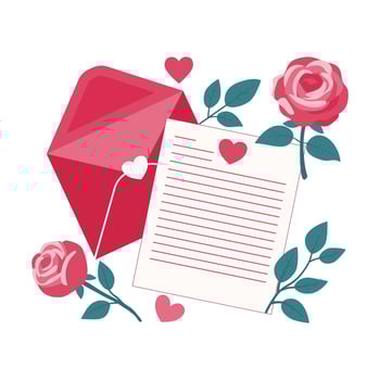 Romantic Love Letter with Roses vector