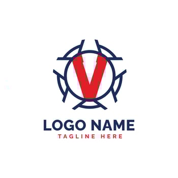 Patriotic V Logo Concept. Letter V American Patriotic Logo Template vector