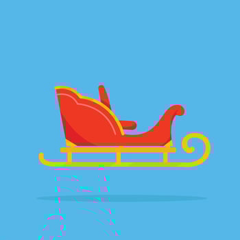 red and gold minimalist christmas santa sleigh, flat style snow sleigh, suitable for poster and web icon vector