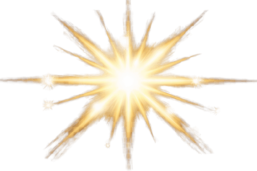 Golden light burst effect on transparent background png