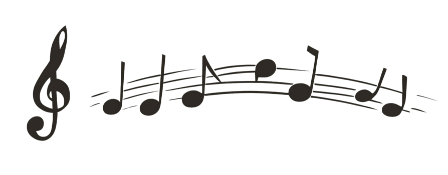 Musical notes treble clef staff on transparent background png