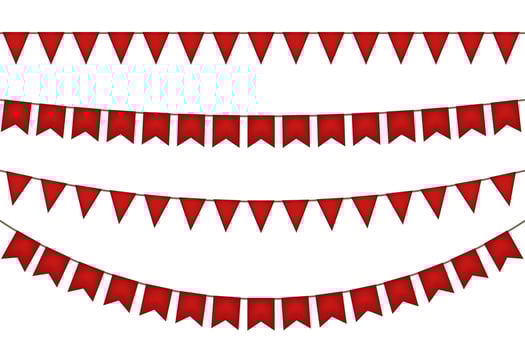 Christmas and new year flag garland. Red decoration. vector
