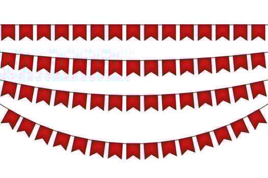 Christmas and new year flag garland. Red decoration. vector