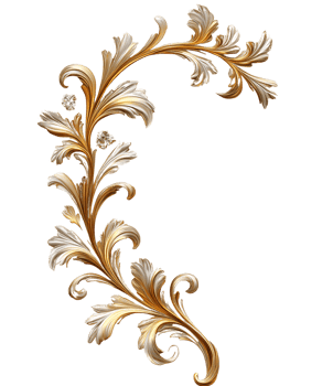 Gold ornate floral design element on transparent background png