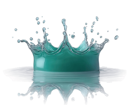 Teal water crown splash on transparent background png