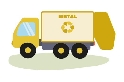 Metal recycling truck designed for efficient collection at community events vector