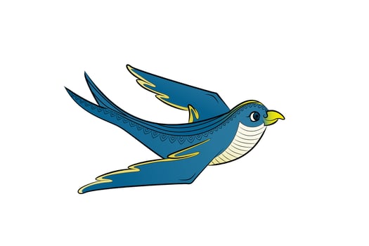 Blue bird fly. Cute parrot. vector