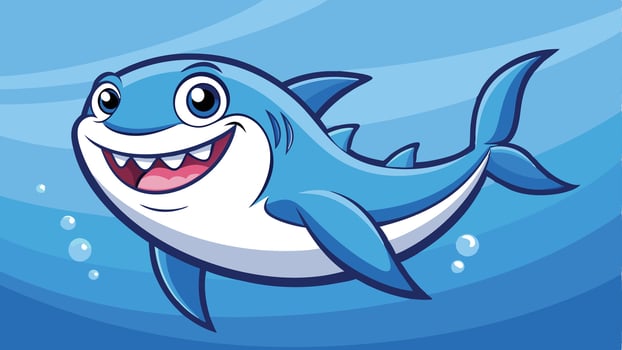 a cartoon shark swimming in the ocean vector