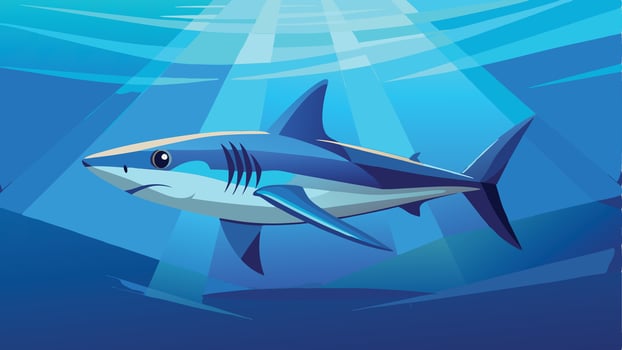a cartoon shark swimming in the ocean vector