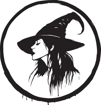 a black and white illustration of a witch's hat vector