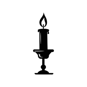 Black Silhouette of a Burning Candle with Melted Wax vector
