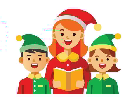 Cartoon Christmas Choir Stylized Characters Women vector