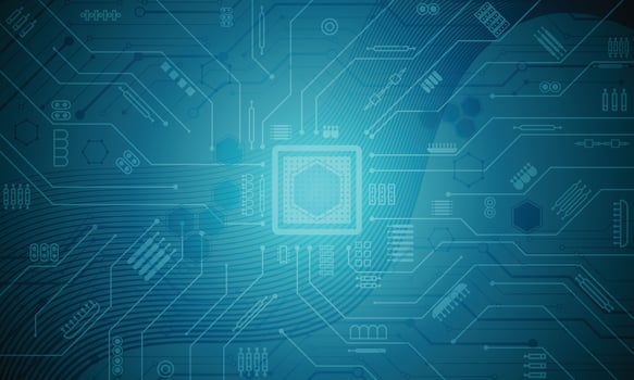 Abstract blue gradient circuit board technology digital background vector