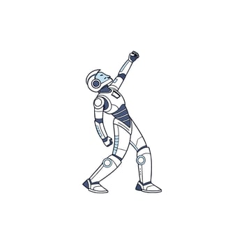 A robot is holding up a fist in the air vector