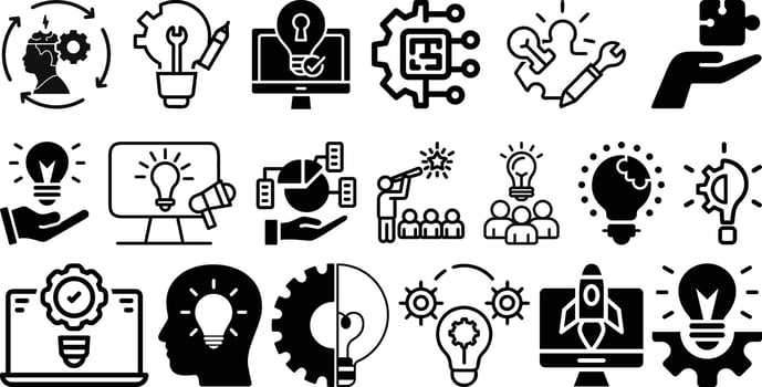 Creative business solutions icon set collection vector