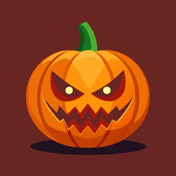 Halloween pumpkin with evil face on a brown background vector
